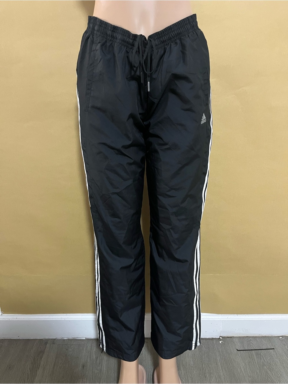 adidas Black Track Pants with White Stripes